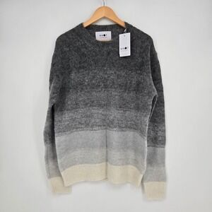 NWT $315 NN07 Mens L Gray Gradient Ombre Sweater Extra Fine Knit Mohair/Alpaca